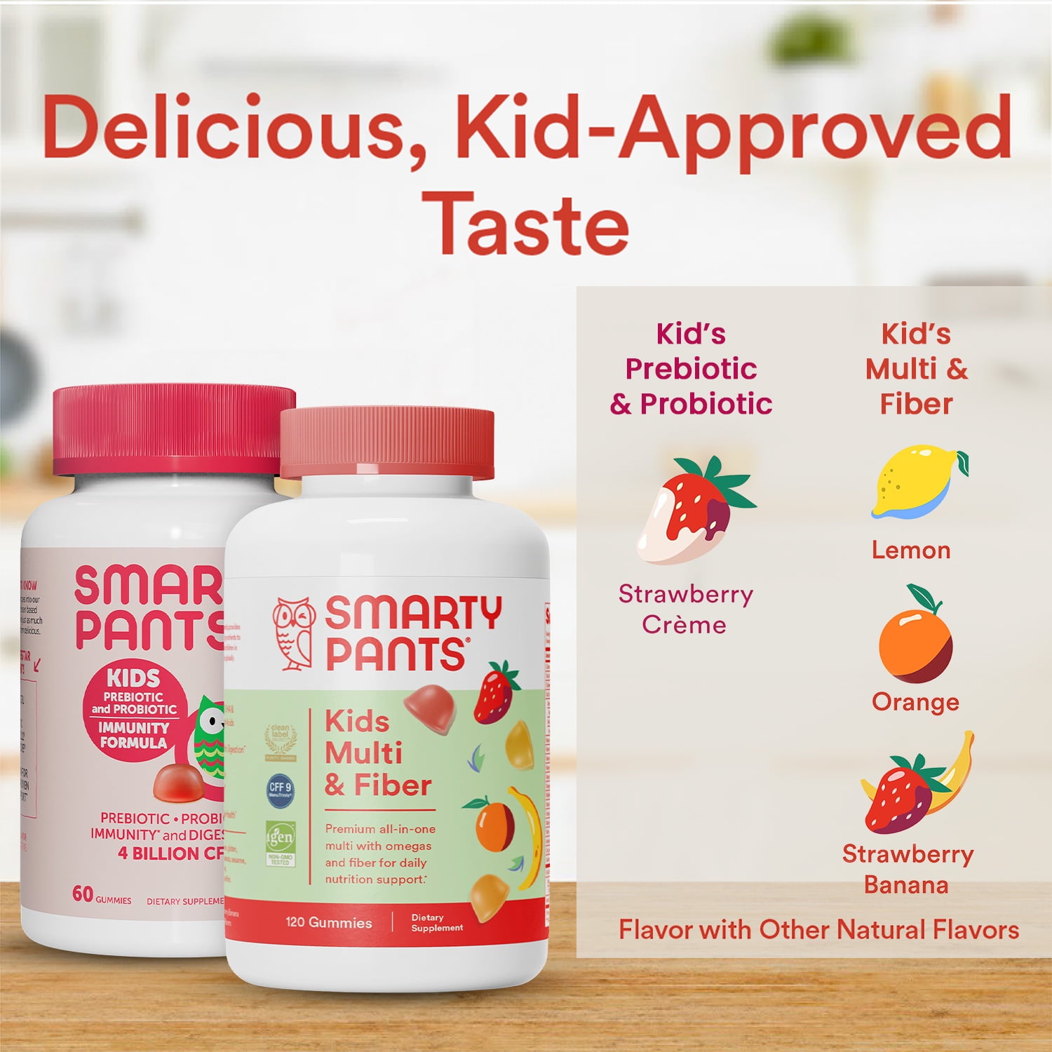 SmartyPants Kids Fiber Multivitamin Probiotic Gummy Bundle 30 Day Supply