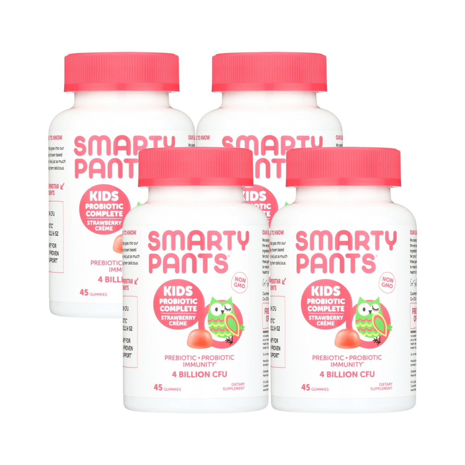 SmartyPants Kids Probiotic Immunity Gummies Strawberry Flavor 45 count 4 Pack