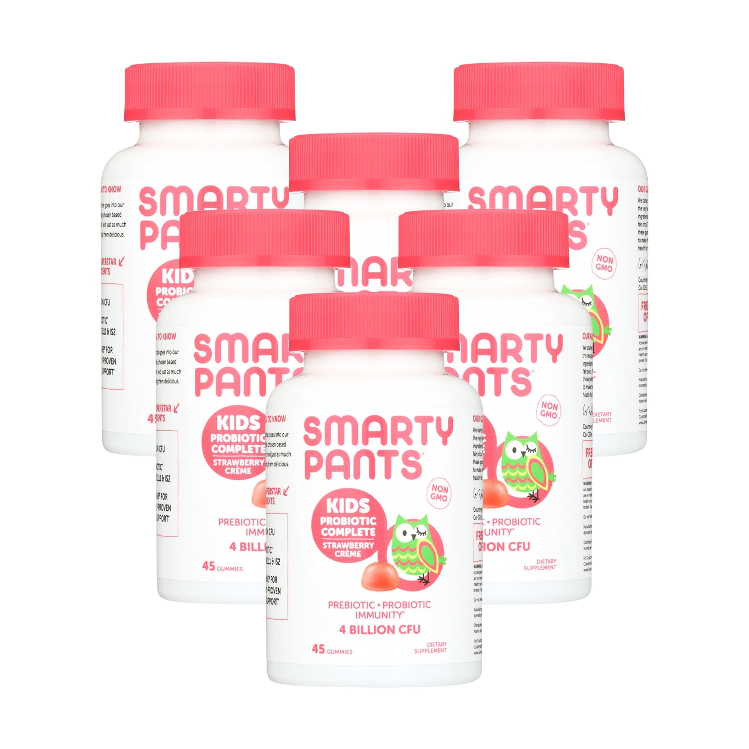 SmartyPants Kids Probiotic Immunity Gummies Strawberry 45 Count 6 Pack