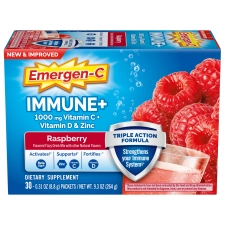 Emergen-C Immune+ Vitamin C Supplement Powder Immune Support Adults Raspberry 30 Ct