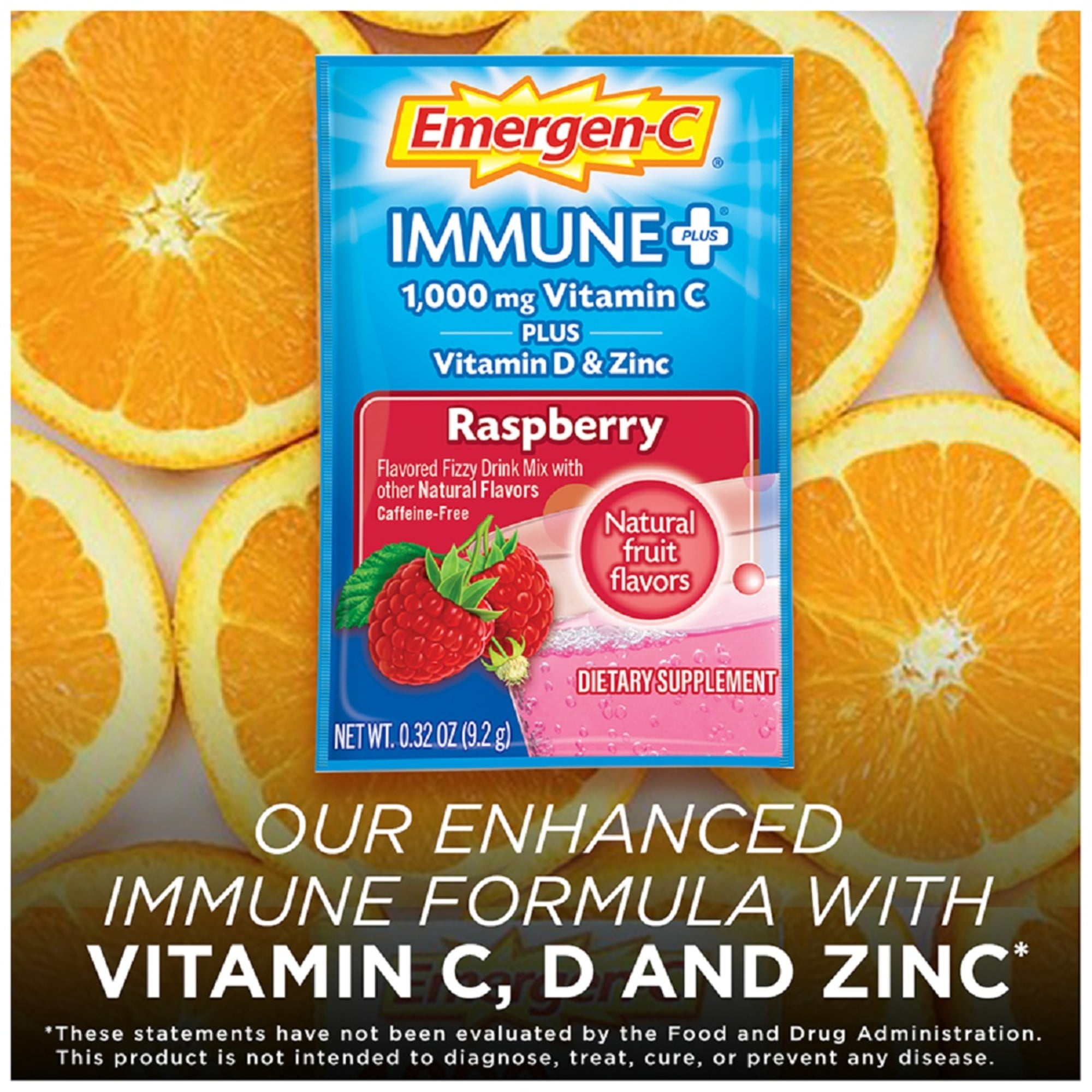Emergen-C Immune+ 1000mg Vitamin C Powder with Vitamin D and Zinc Raspberry 10 Ct