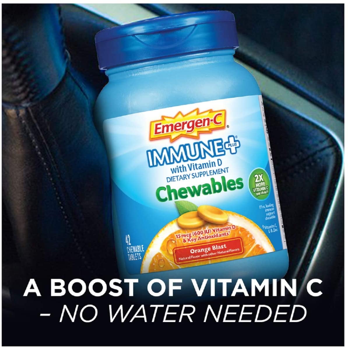 Emergen-C Immune Boost Chewable Tablets with 600 IU Vitamin D, Orange Blast Flavor - 42 ea x 3 Pack
