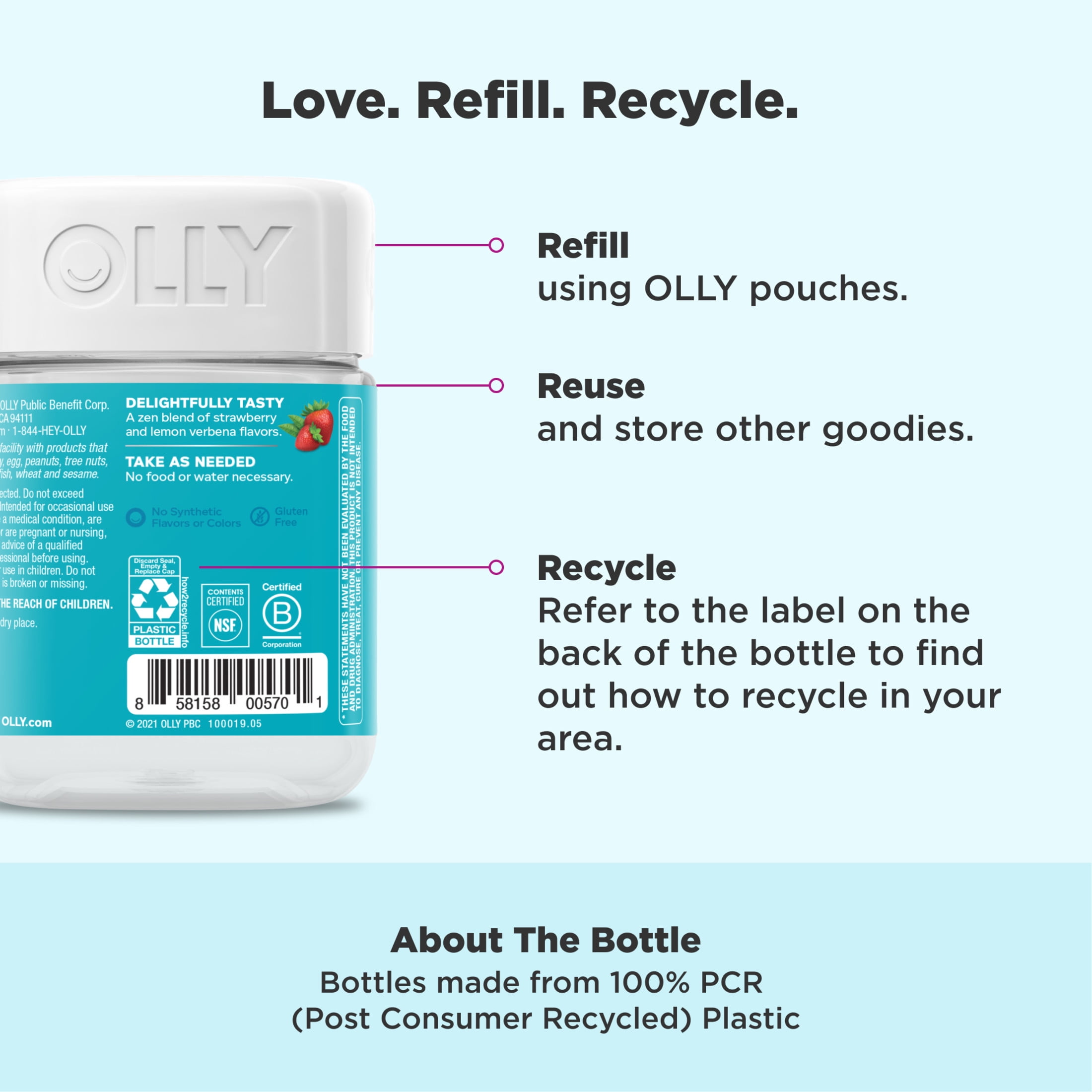 OLLY Goodbye Stress Gummy with GABA L-Theanine Lemon Balm Chamomile Berry 42 Count