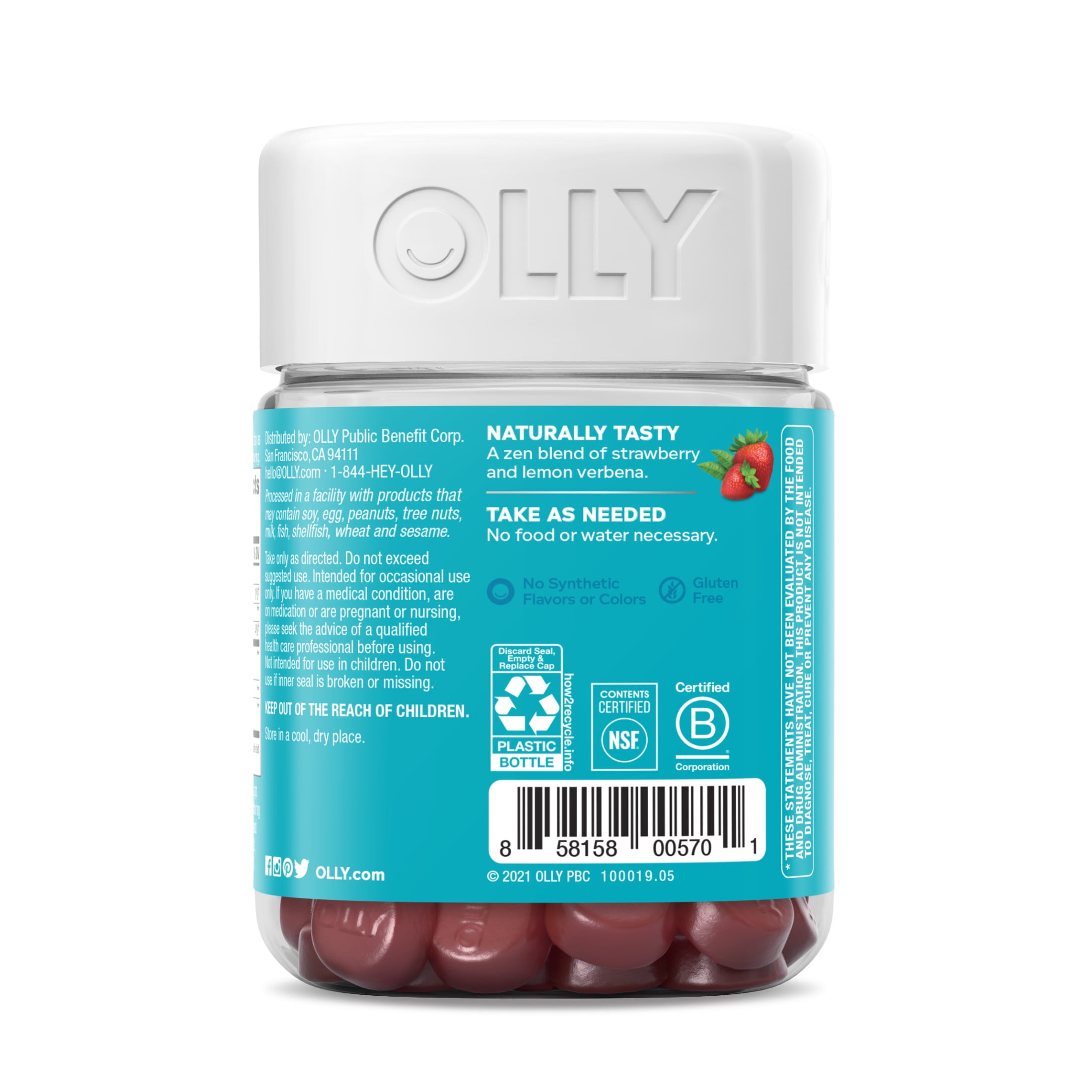 OLLY Goodbye Stress Gummy with GABA L-Theanine Lemon Balm Chamomile Berry 42 Count
