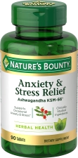 Nature's Bounty Ashwagandha KSM-66 Anxiety Stress Relief Supplement Tablets 90 Ct.