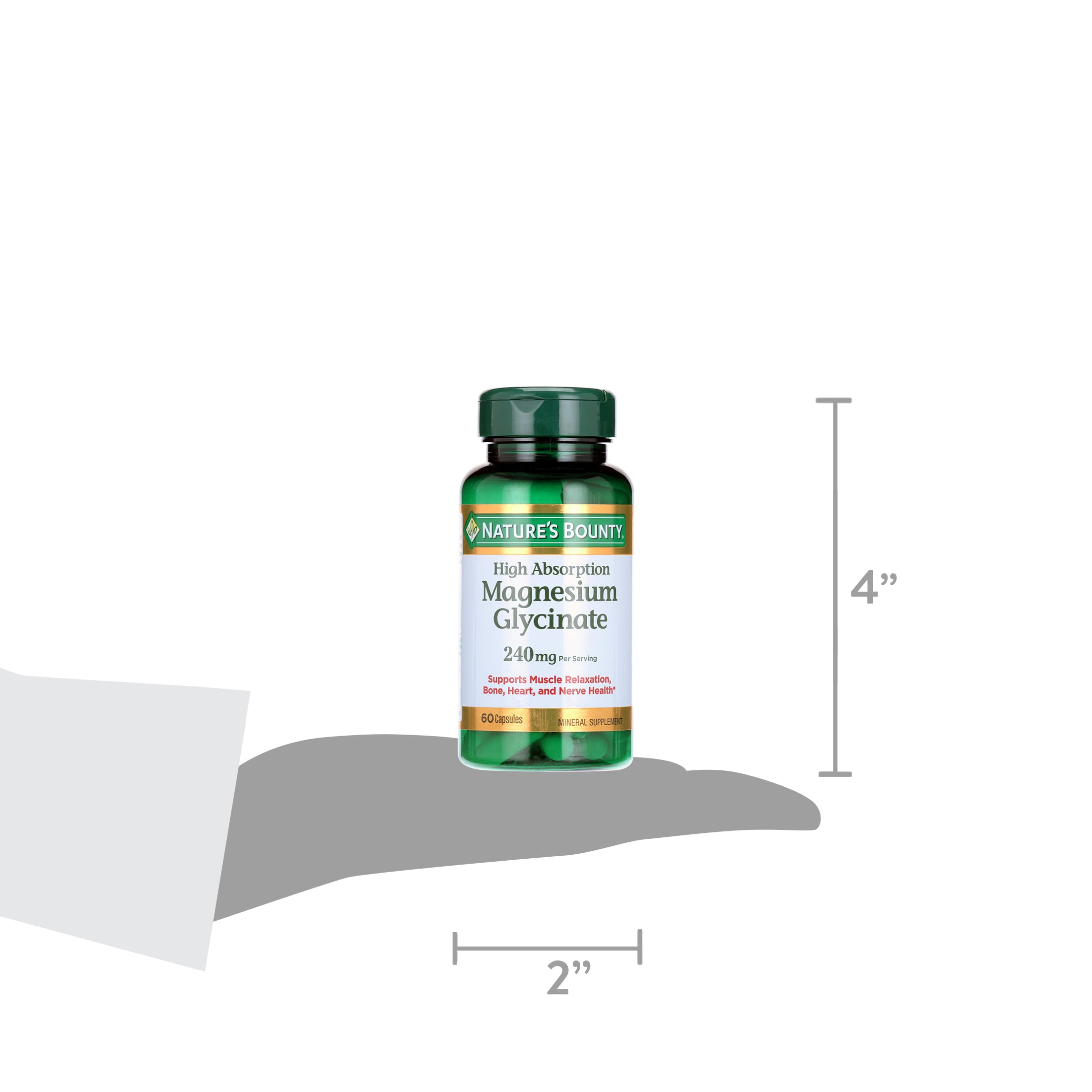 Nature Bounty High Absorption Magnesium Glycinate 240mg 60 Capsule Bottle