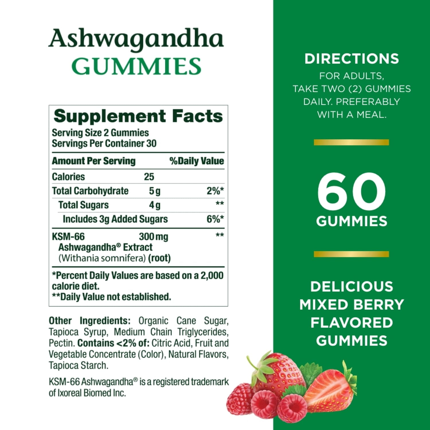 Nature’s Bounty Ashwagandha Stress Support Gummies KSM-66 300mg Mixed Berry 60 Gummies