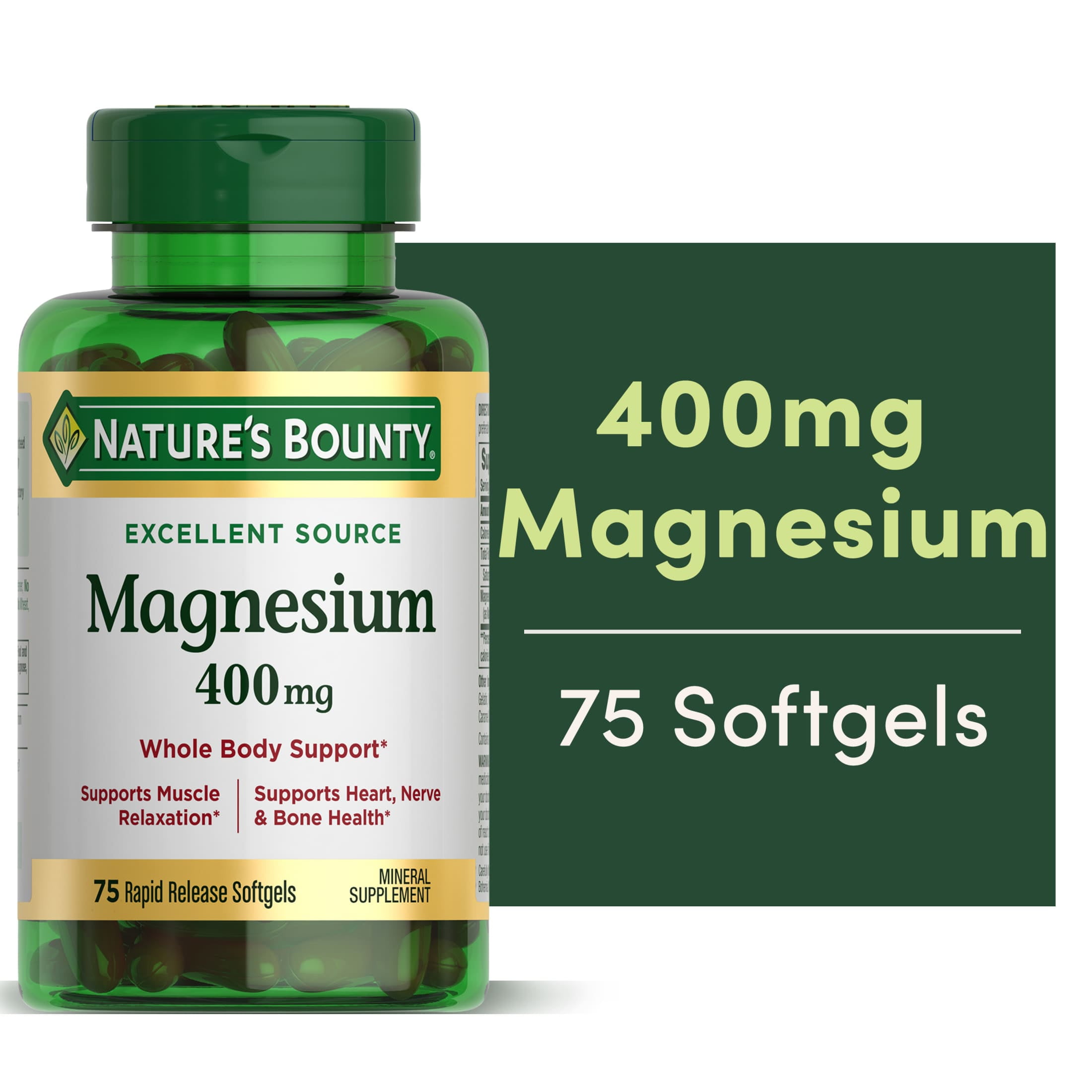 Nature's Bounty Magnesium Rapid Release Softgels 400 Mg 75 Ct