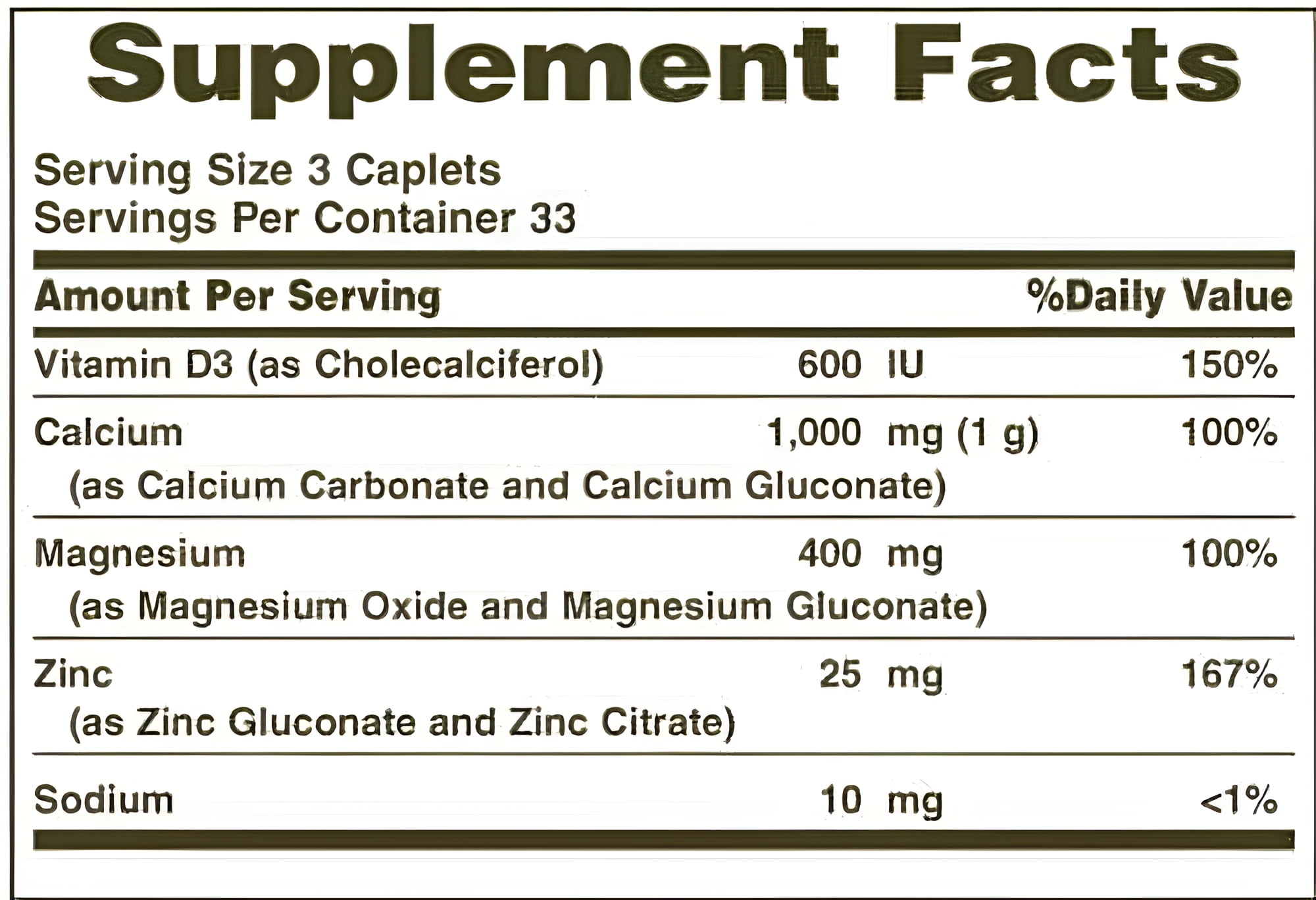 Nature's Bounty Calcium Magnesium Zinc Vitamin D3 100