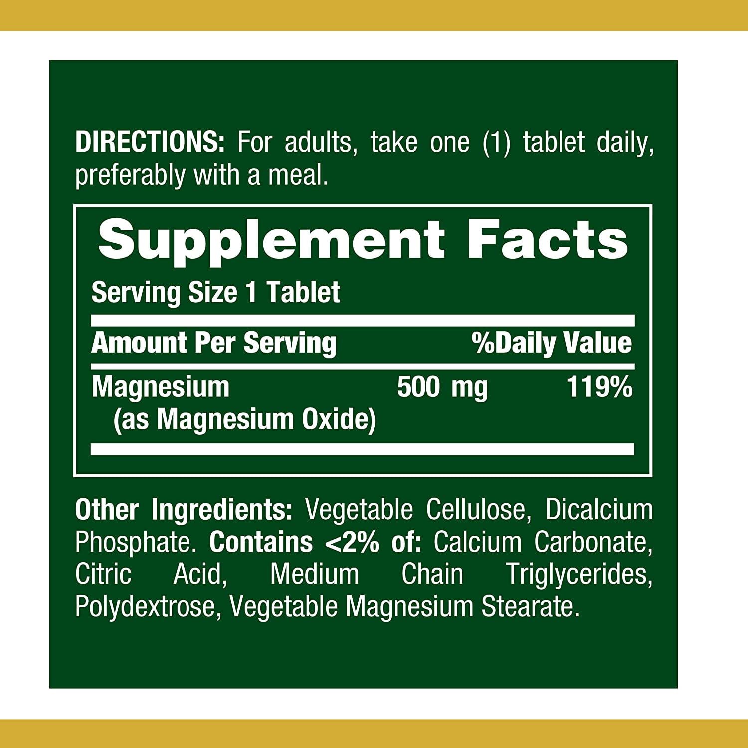 Nature's Bounty Magnesium 500mg Coated Tablets 200