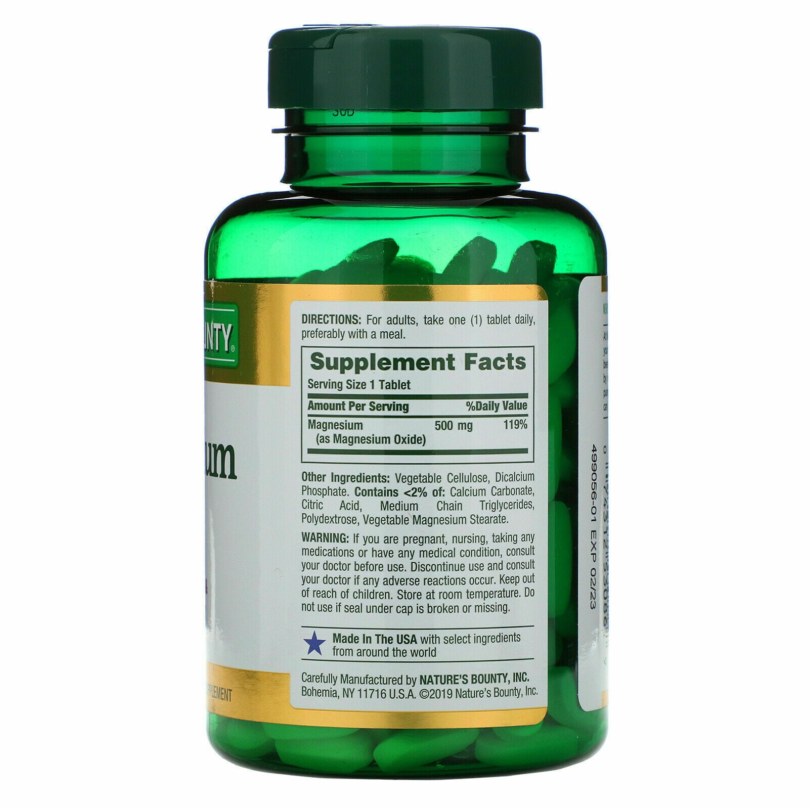Nature's Bounty Magnesium 500mg Coated Tablets 200