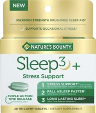 Nature’s Bounty Sleep3 Sleep Aid Melatonin Relaxation Stress Relief Tri-Layered Tablets 10 Mg 28 Ct