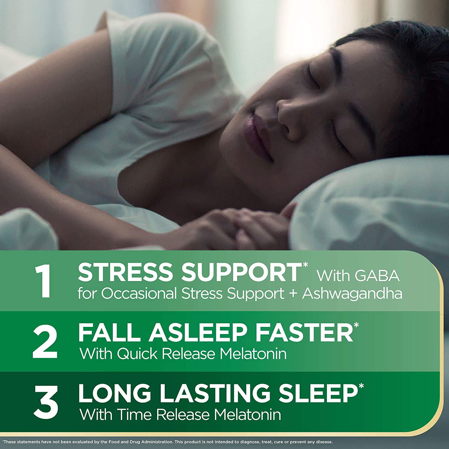 Nature’s Bounty Sleep3 Sleep Aid Melatonin Relaxation Stress Relief Tri-Layered Tablets 10mg 28 Ct