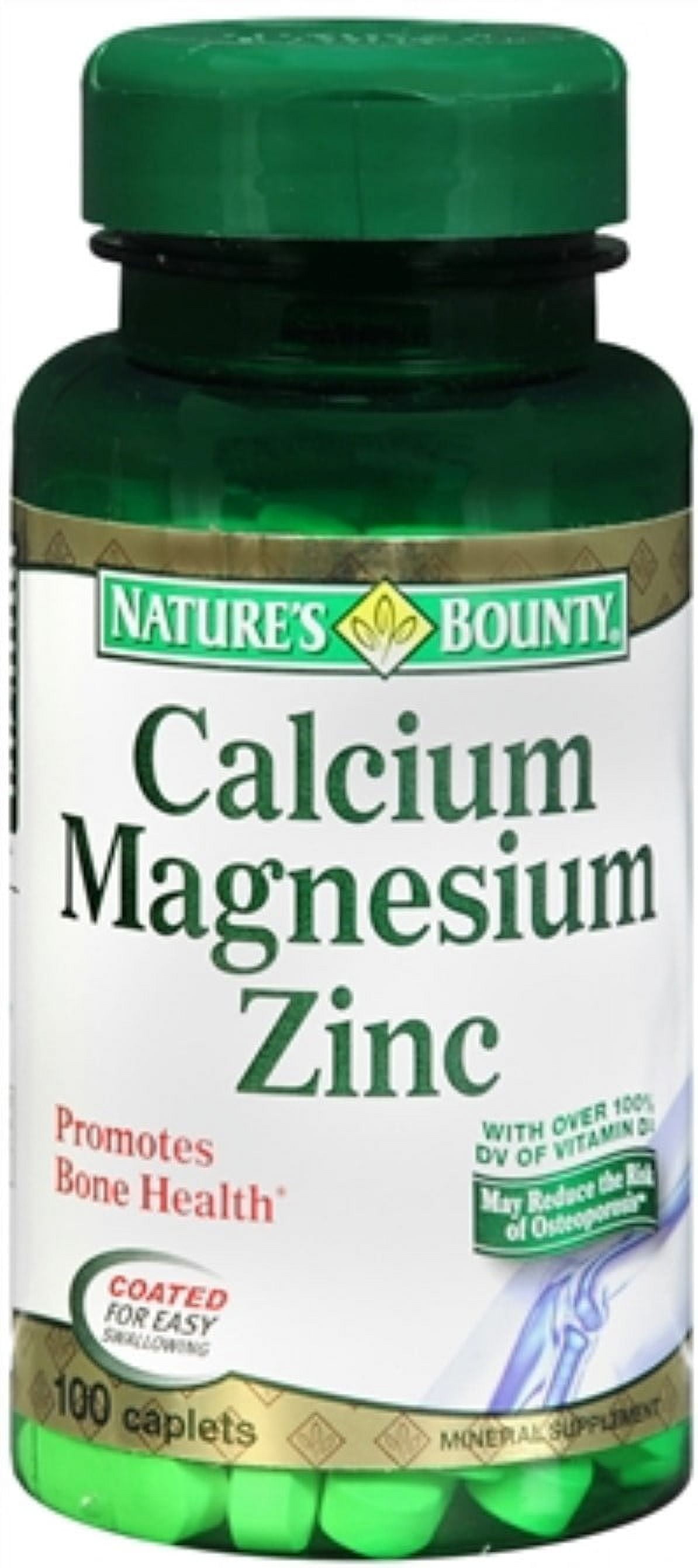 Nature's Bounty Calcium Magnesium Zinc Caplets 100 ea Pack of 2