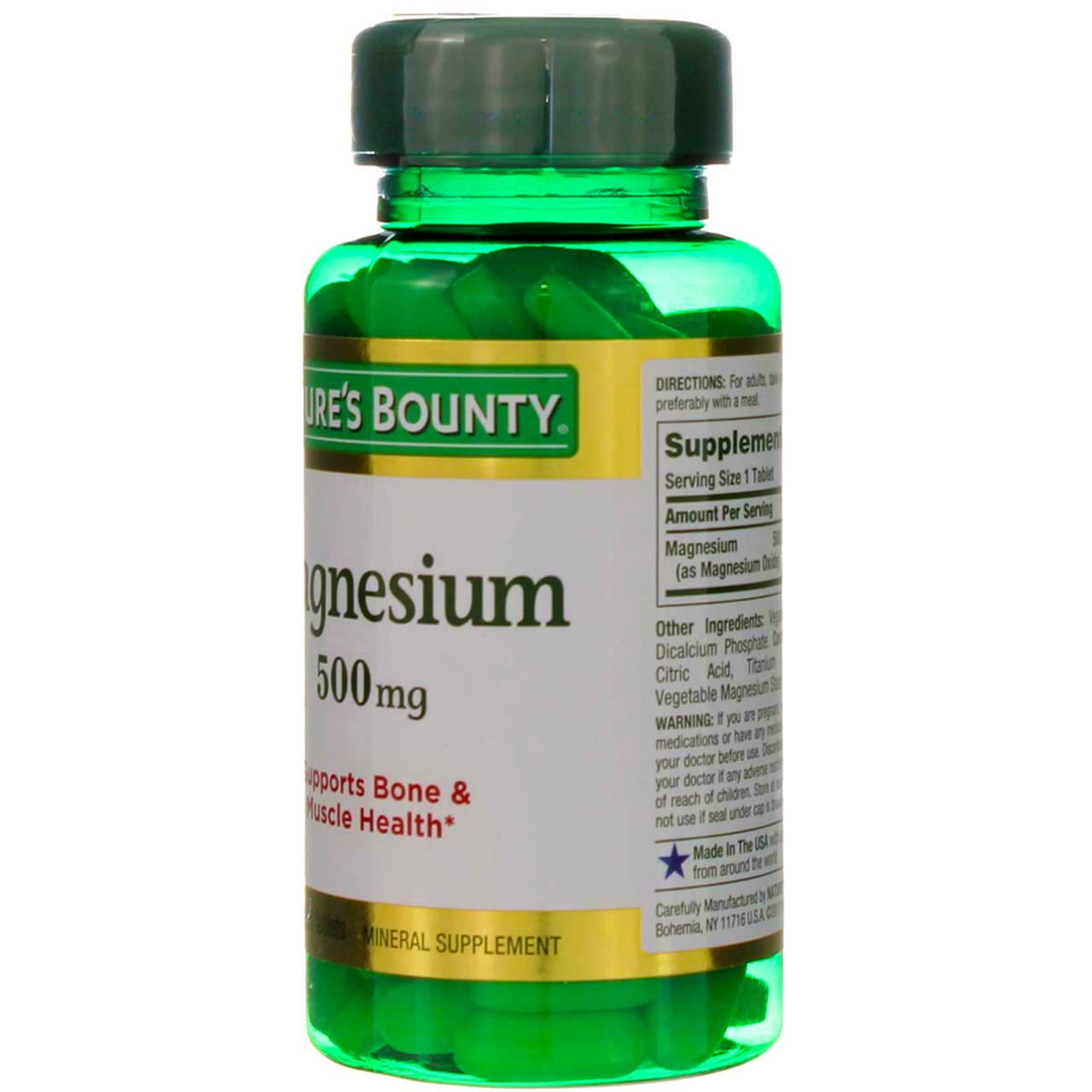 Nature's Bounty Magnesium 500mg Tablets 100ct Pack of 6 for Optimal Health