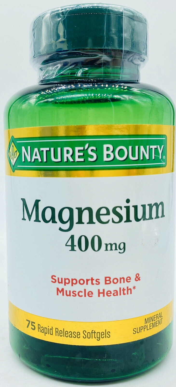 Nature's Bounty Magnesium 400mg Softgel 75 ea Pack of 4