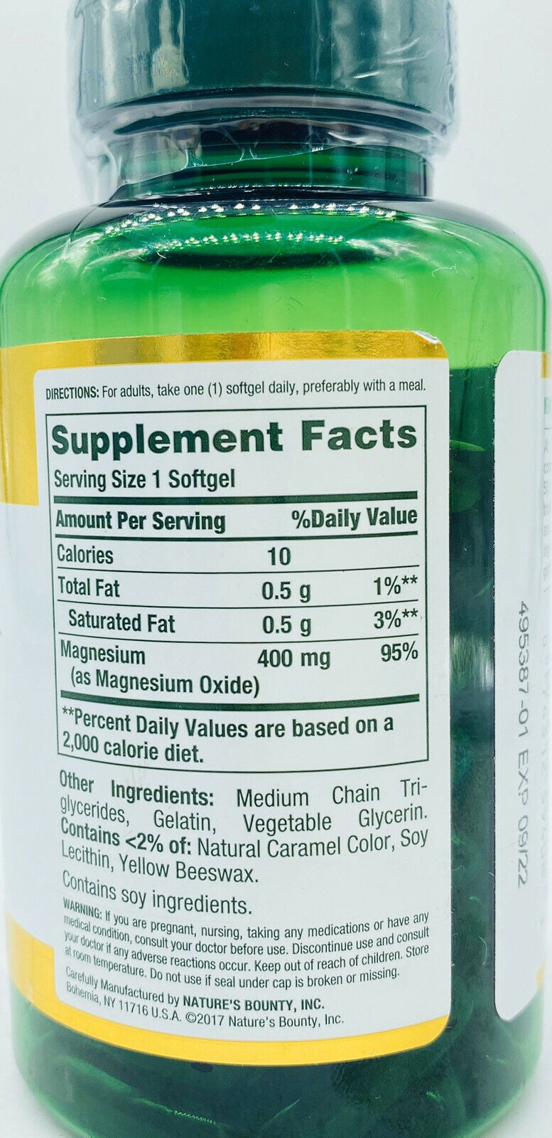Nature's Bounty Magnesium 400mg Softgel 75 Count Pack of 6 for Optimal Health and Wellness