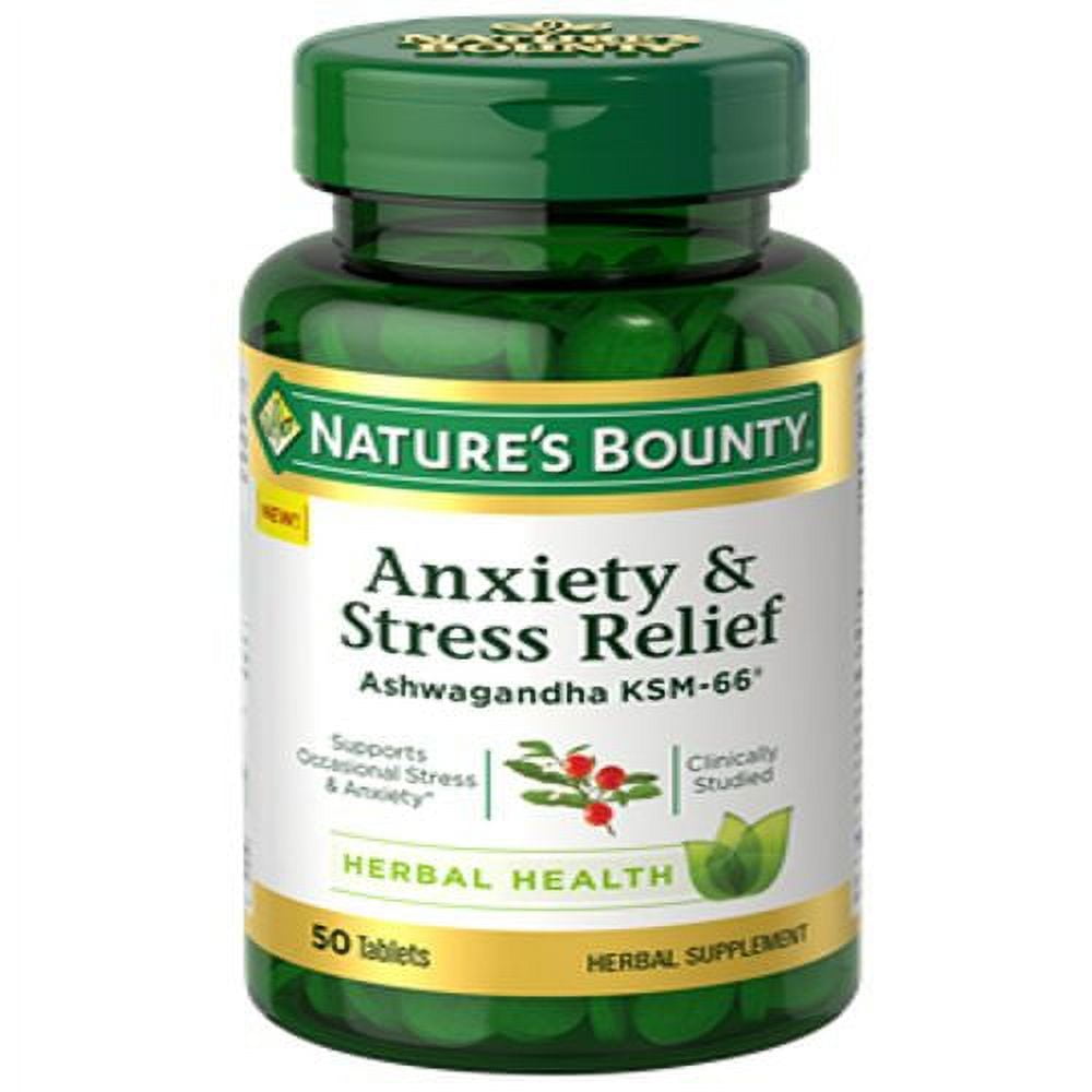 Natures Bounty Ashwagandha KSM-66 Anxiety Stress Relief 50 Tablets 6 Pack