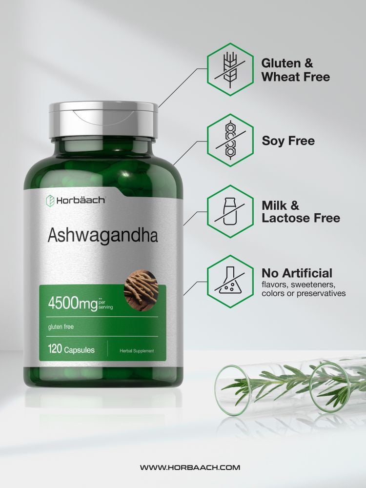Horbaach ashwagandha Capsules 4500mg Supplement for Men and Women 120 Count