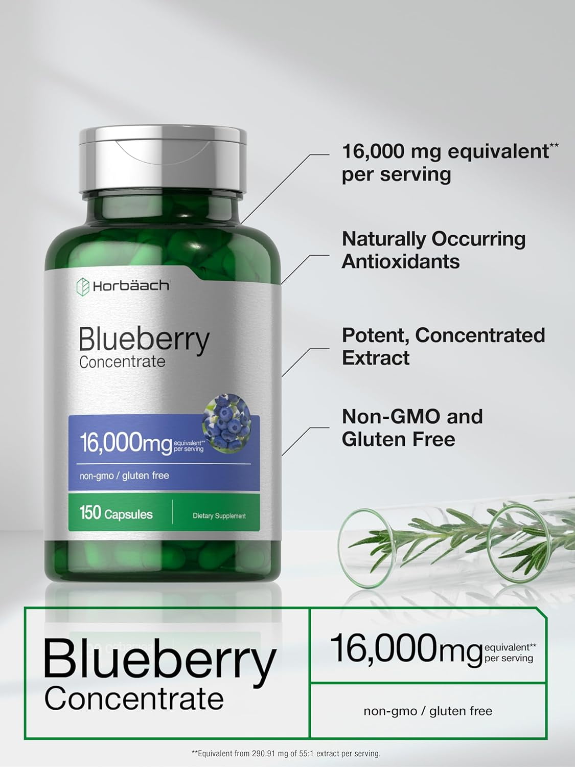 Horbaach Blueberry Extract 16000mg 150 Capsules