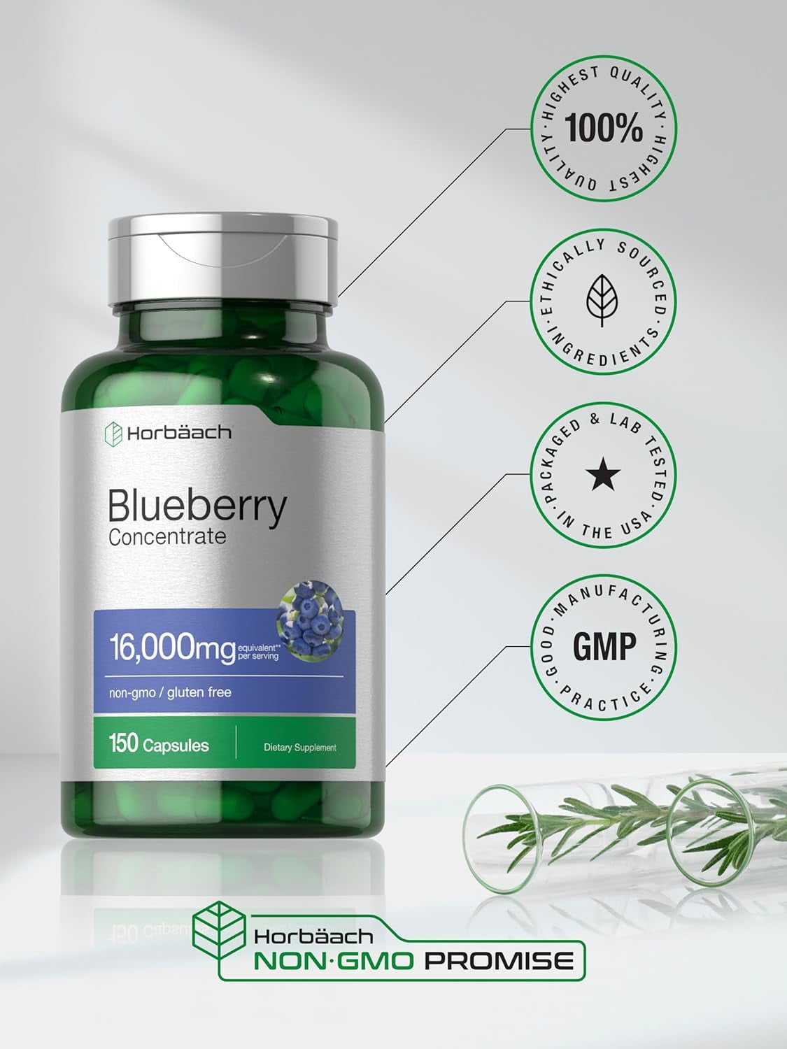 Horbaach Blueberry Extract 16000mg 150 Capsules