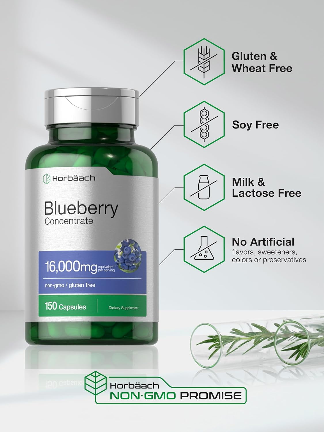 Horbaach Blueberry Extract 16000mg 150 Capsules