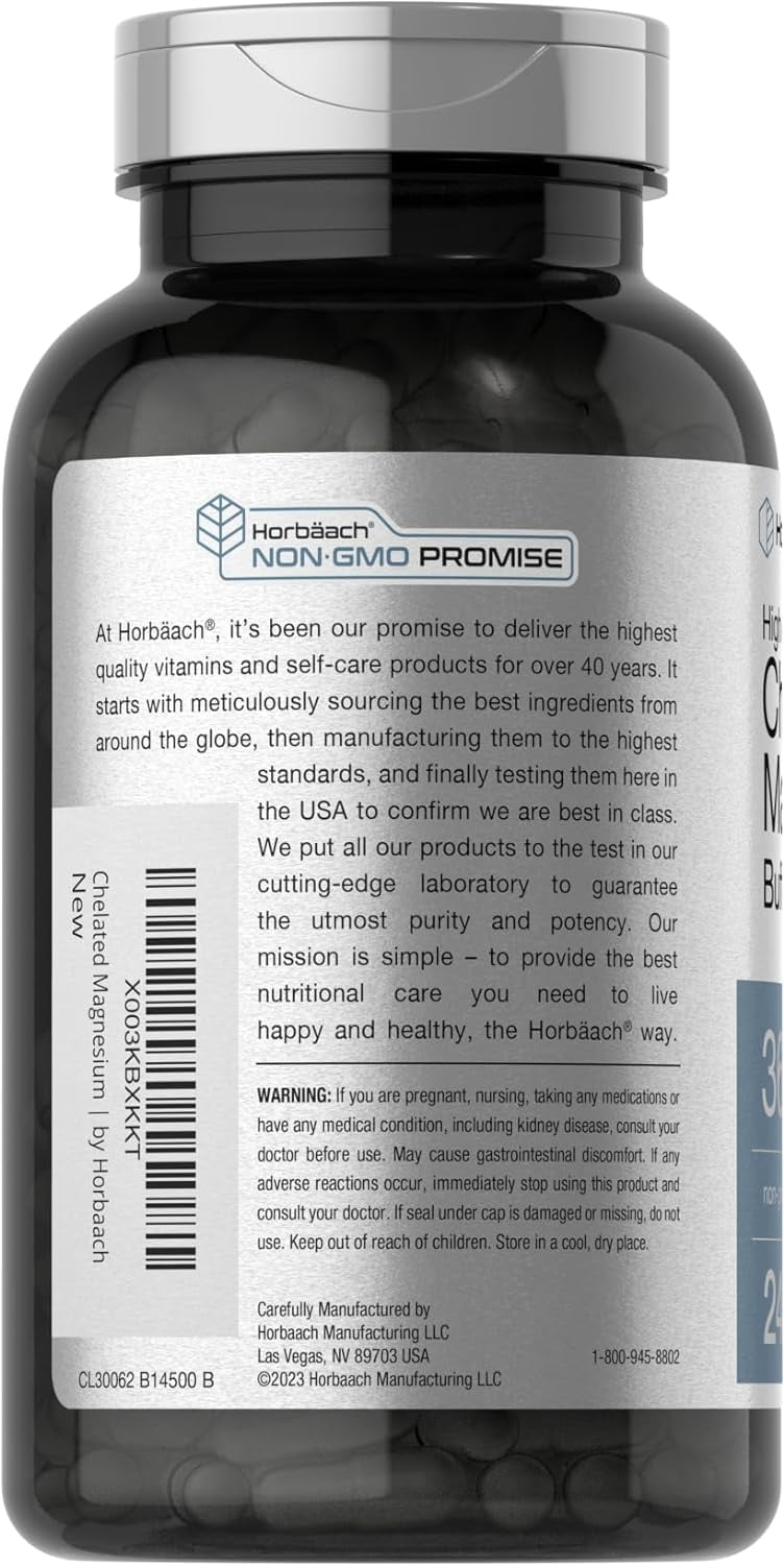 Horbaach Chelated Magnesium 360mg 240 Capsules