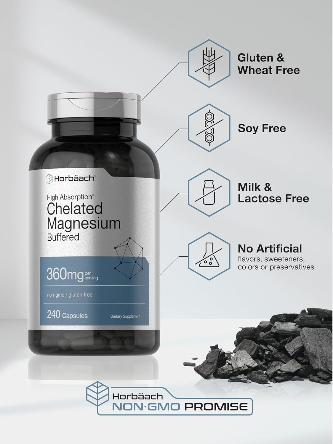 Horbaach Chelated Magnesium 360mg 240 Capsules