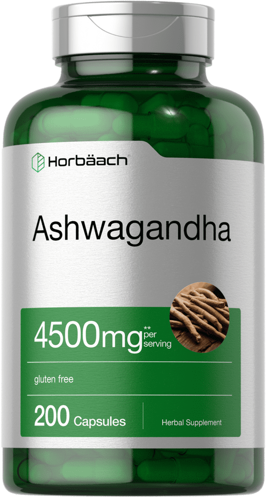 Horbaach Ashwagandha Capsules 4500mg 200 Count with Black Pepper Men Women