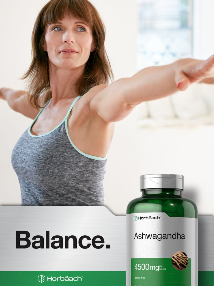 Horbaach Ashwagandha Capsules 4500mg 200 Count with Black Pepper Men Women