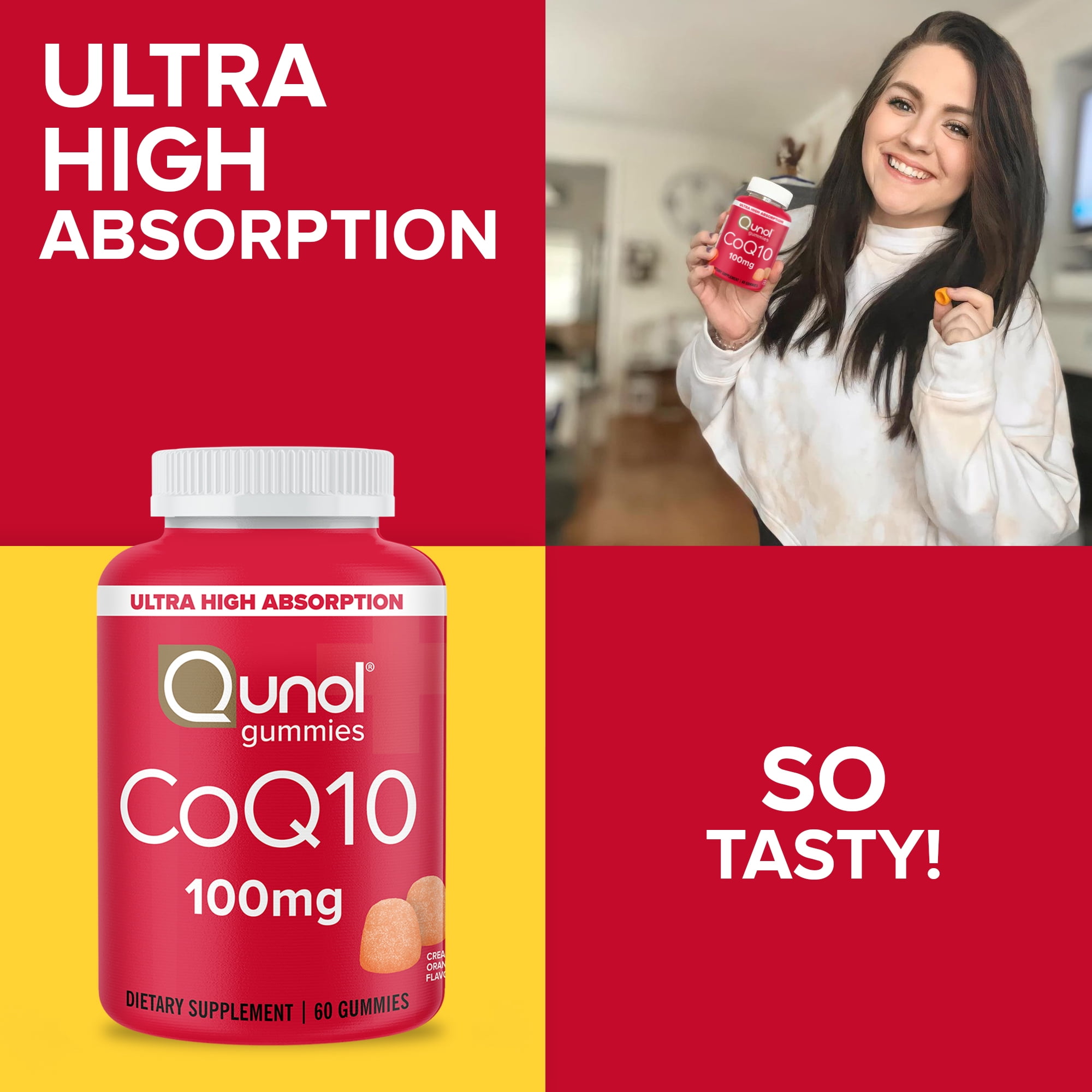 Qunol CoQ10 Gummies 100mg Ultra High Absorption Heart Health Supplement 60 Count
