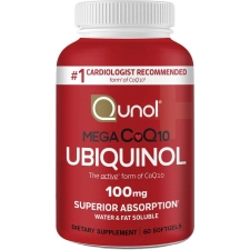 Qunol Mega Ubiquinol CoQ10 Softgels 100mg Heart Health Antioxidant Supplement 60 Count