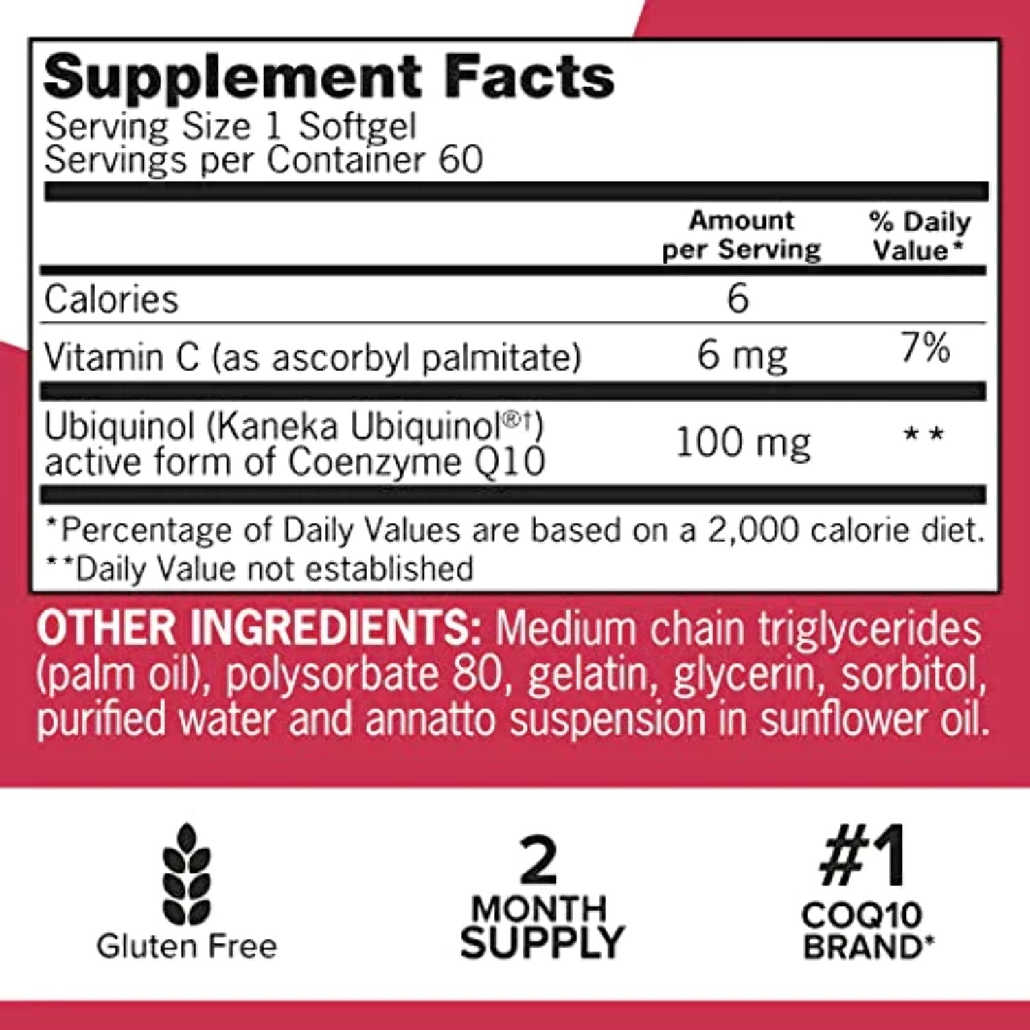Qunol Mega Ubiquinol CoQ10 Softgels 100mg Heart Health Antioxidant Supplement 60 Count