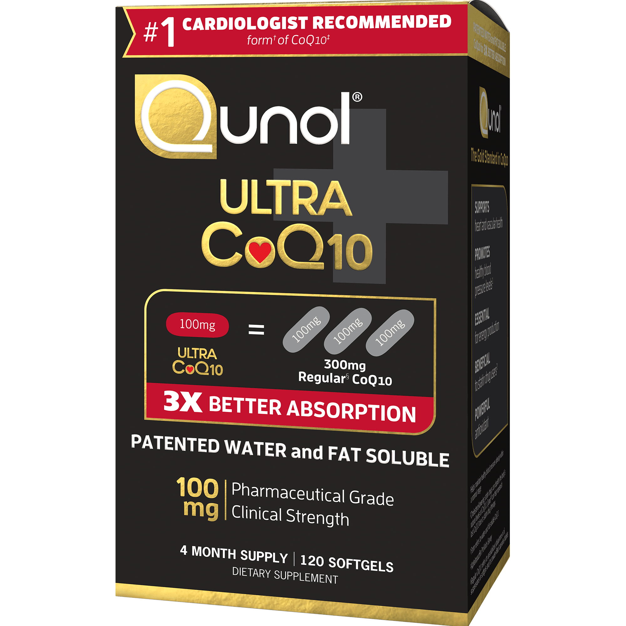 Qunol CoQ10 100mg Softgels Ultra Antioxidant Heart Energy 4 Month Supply 120 Count