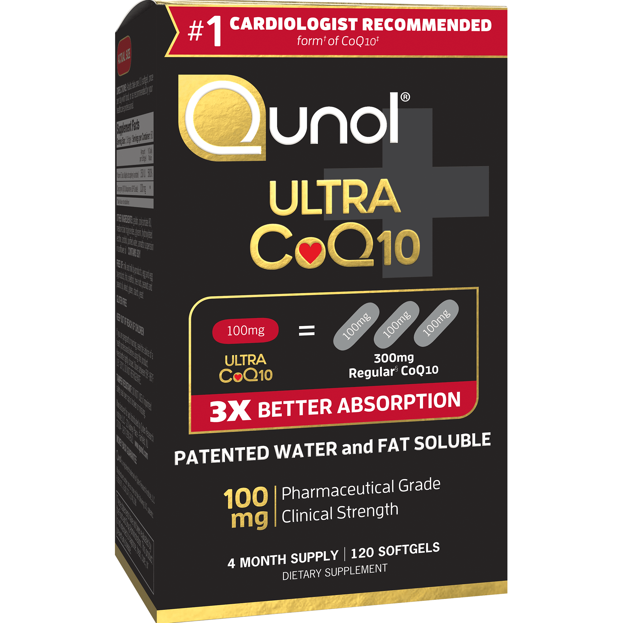 Qunol CoQ10 100mg Softgels Ultra Antioxidant Heart Energy 4 Month Supply 120 Count