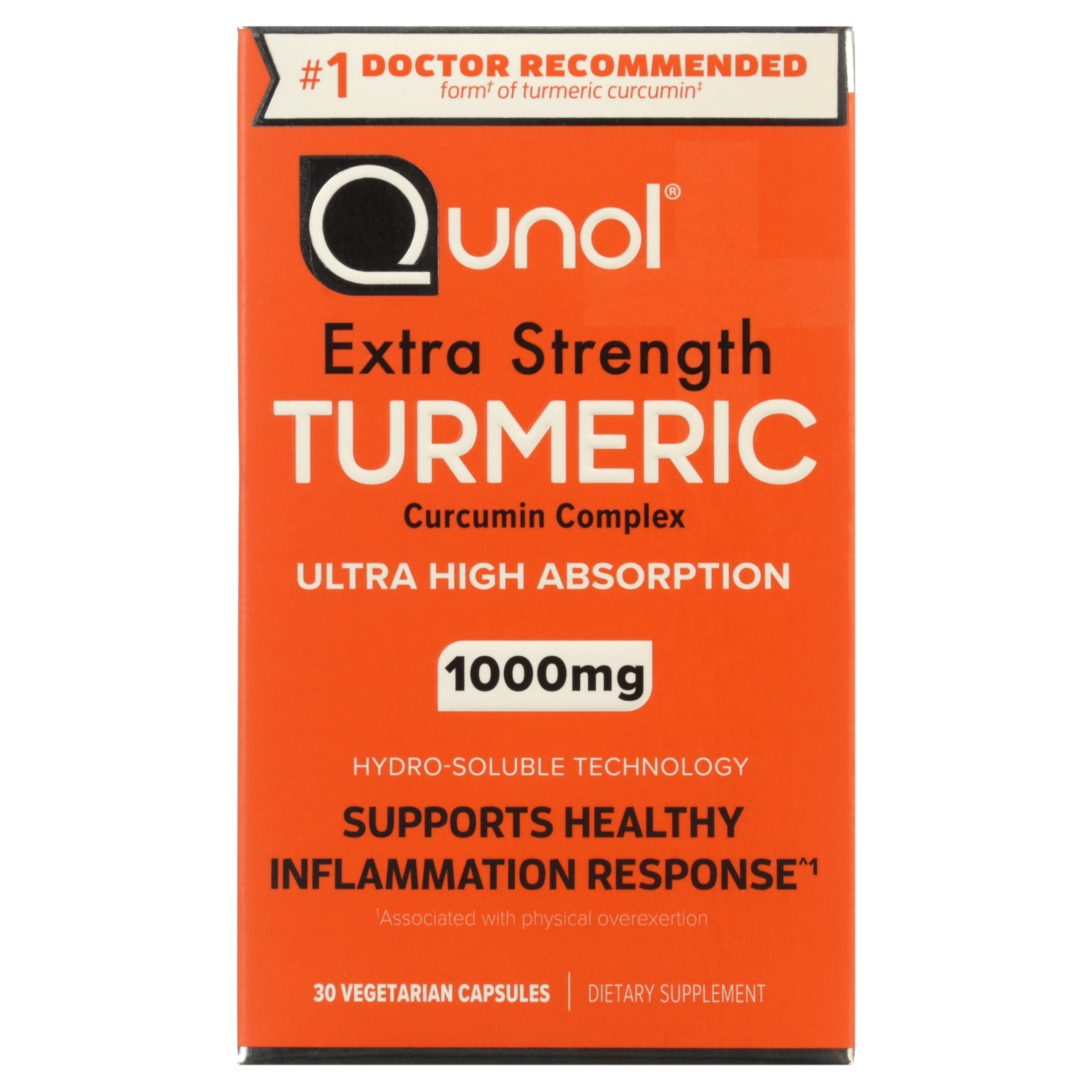 Qunol Turmeric Curcumin Capsules 1000mg Ultra High Absorption Joint Support Supplement 30 Count