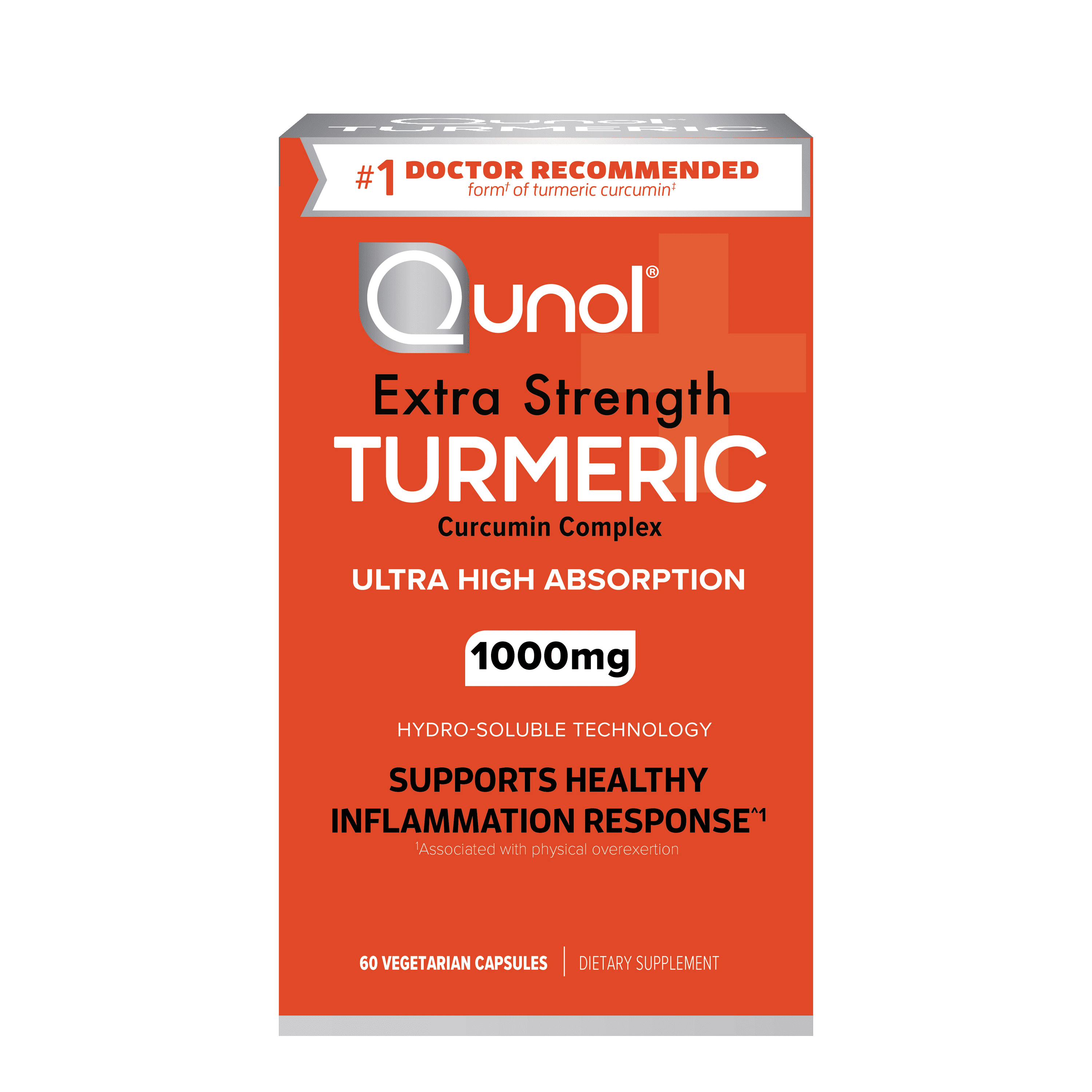 Qunol Turmeric Curcumin Capsules 1000mg Extra Strength - Hydro-Soluble Tech - 60 Veggie Capsules