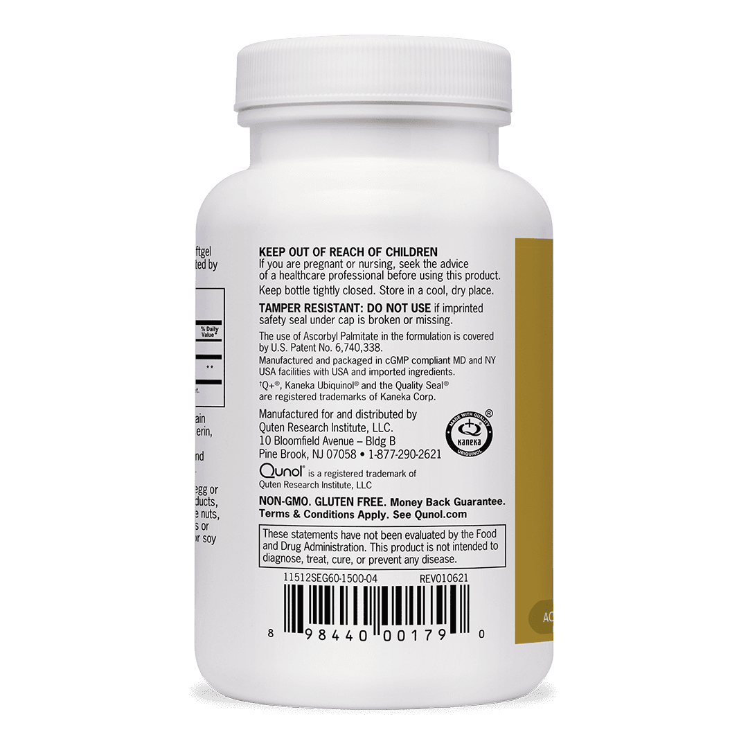 Qunol Ubiquinol CoQ10 Softgels 200mg Extra Strength Heart Health Supplement 60 Count for