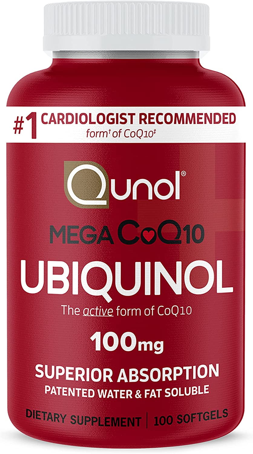 Qunol Mega Ubiquinol 100mg Softgels for Heart Health & Blood Pressure - 100 Count