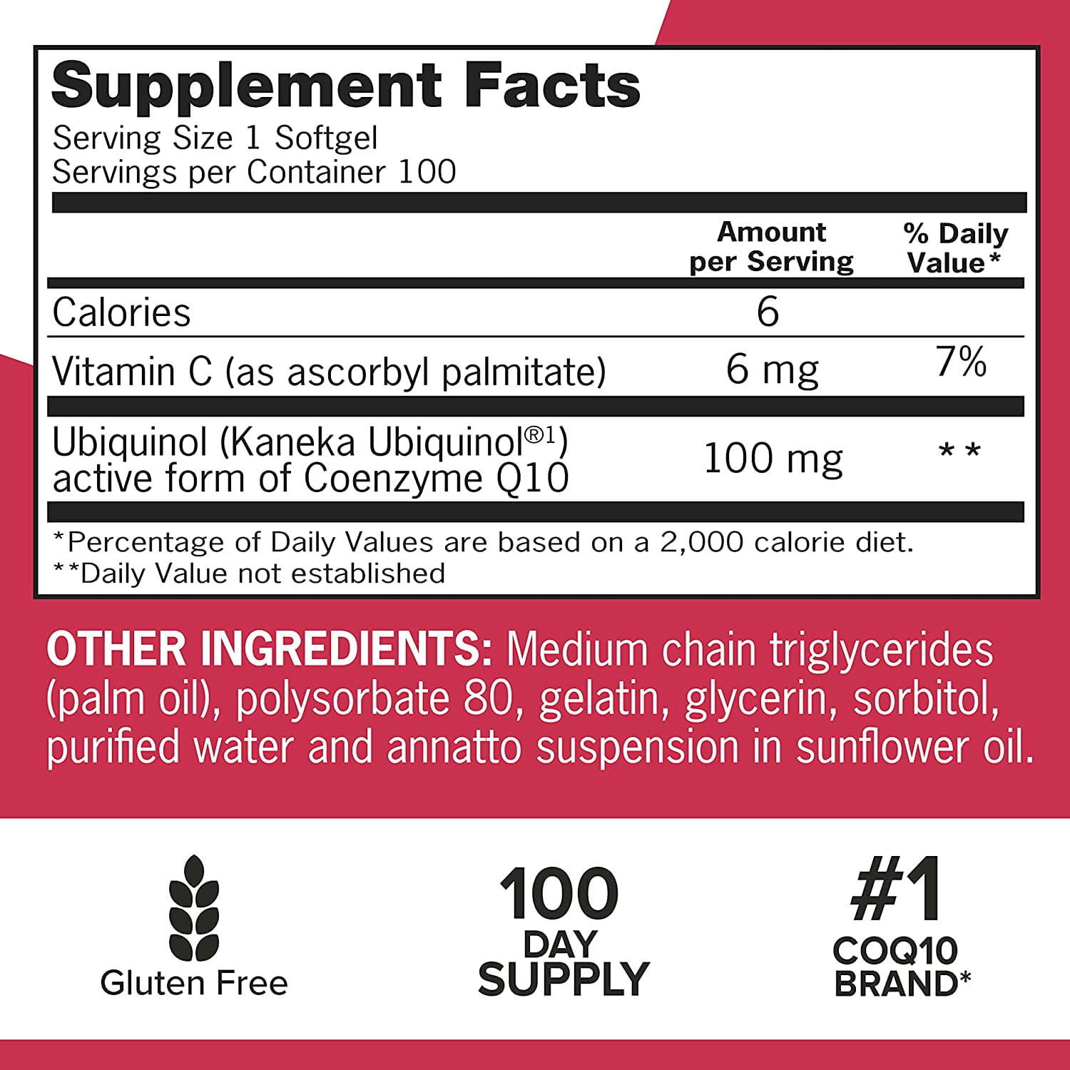 Qunol Mega Ubiquinol 100mg Softgels for Heart Health & Blood Pressure - 100 Count