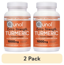 Qunol Turmeric Curcumin Capsules 1000mg Extra Strength 2 Pack Hydro-Soluble Technology 60 Veggie Capsules