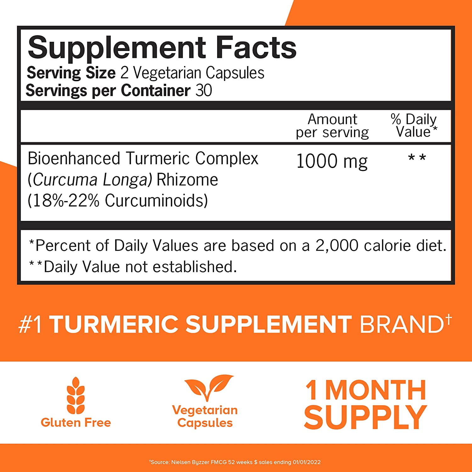 Qunol Turmeric Curcumin Capsules 1000mg Extra Strength 2 Pack Hydro-Soluble Technology 60 Veggie Capsules