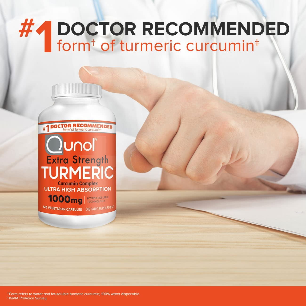 Qunol Turmeric Curcumin Capsules 1000mg Extra Strength 2 Pack Hydro-Soluble Technology 60 Veggie Capsules