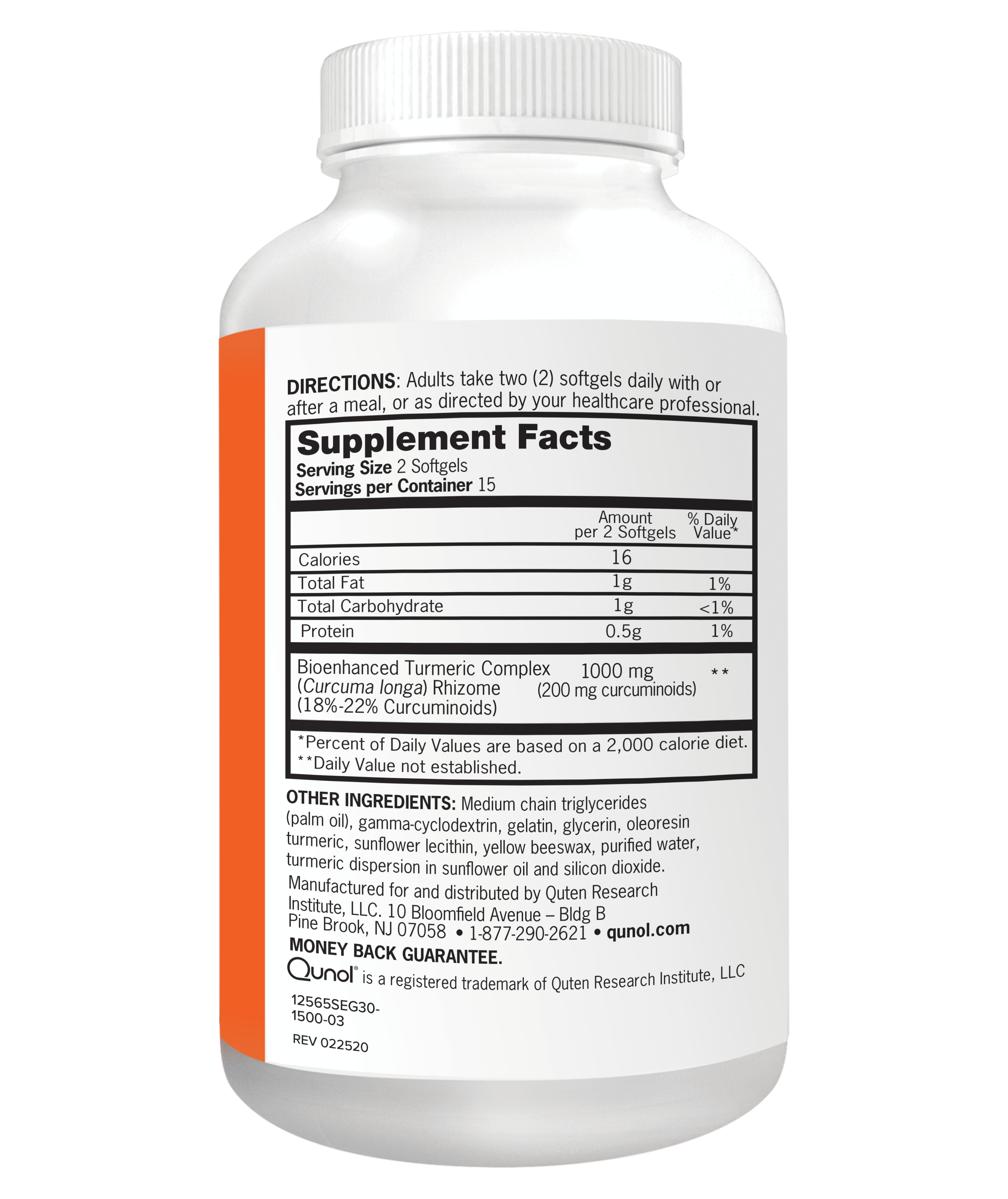 Qunol Turmeric Curcumin 1000mg High Absorption for Joint Support 30 Softgels
