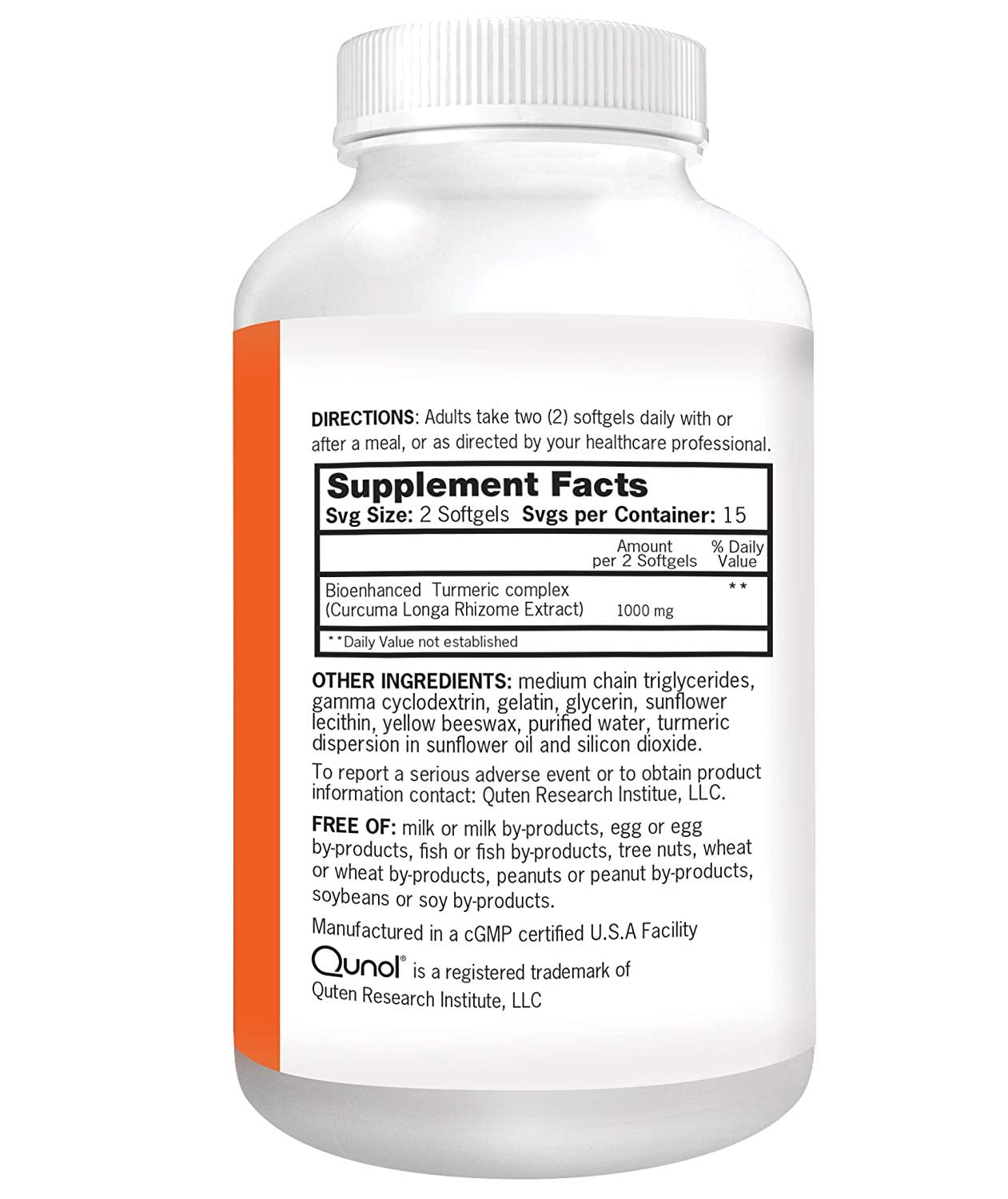 Qunol Turmeric Curcumin 1000mg High Absorption for Joint Support 30 Softgels
