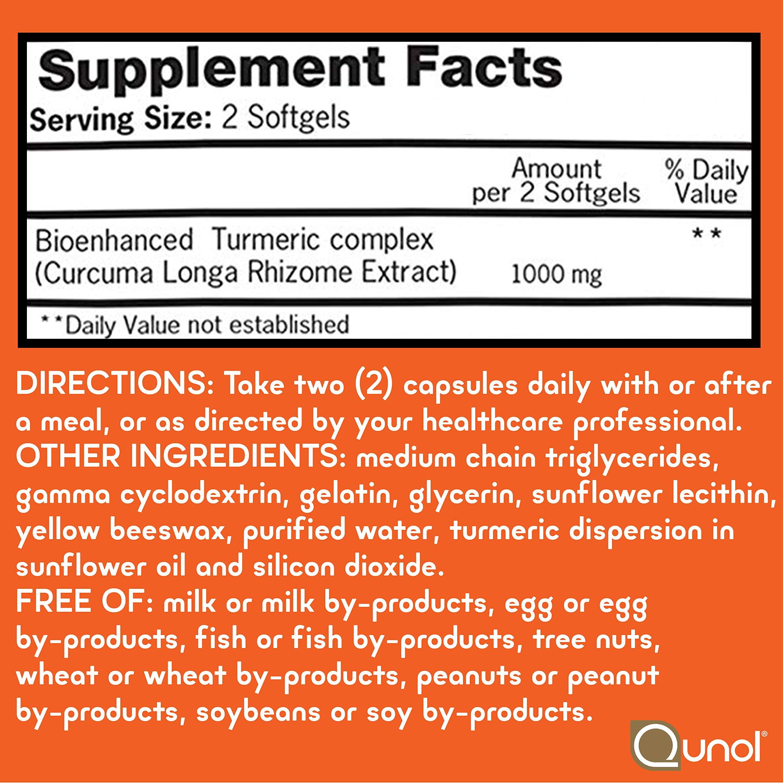 Qunol Turmeric Curcumin 1000mg Ultra High Absorption Softgels - 120 Count