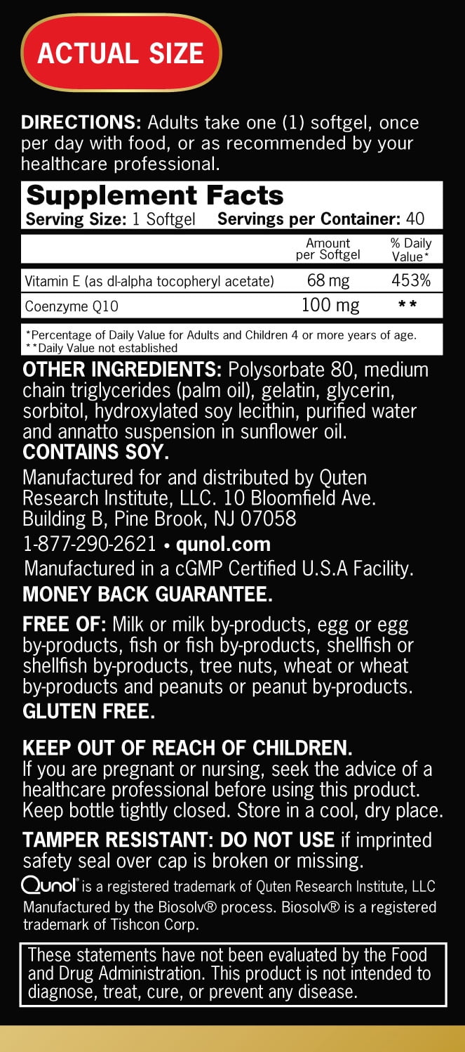 Qunol Ultra CoQ10 Softgel 100mg 3X Better Absorption Heathy Heart Dietary Supplement 40 Count