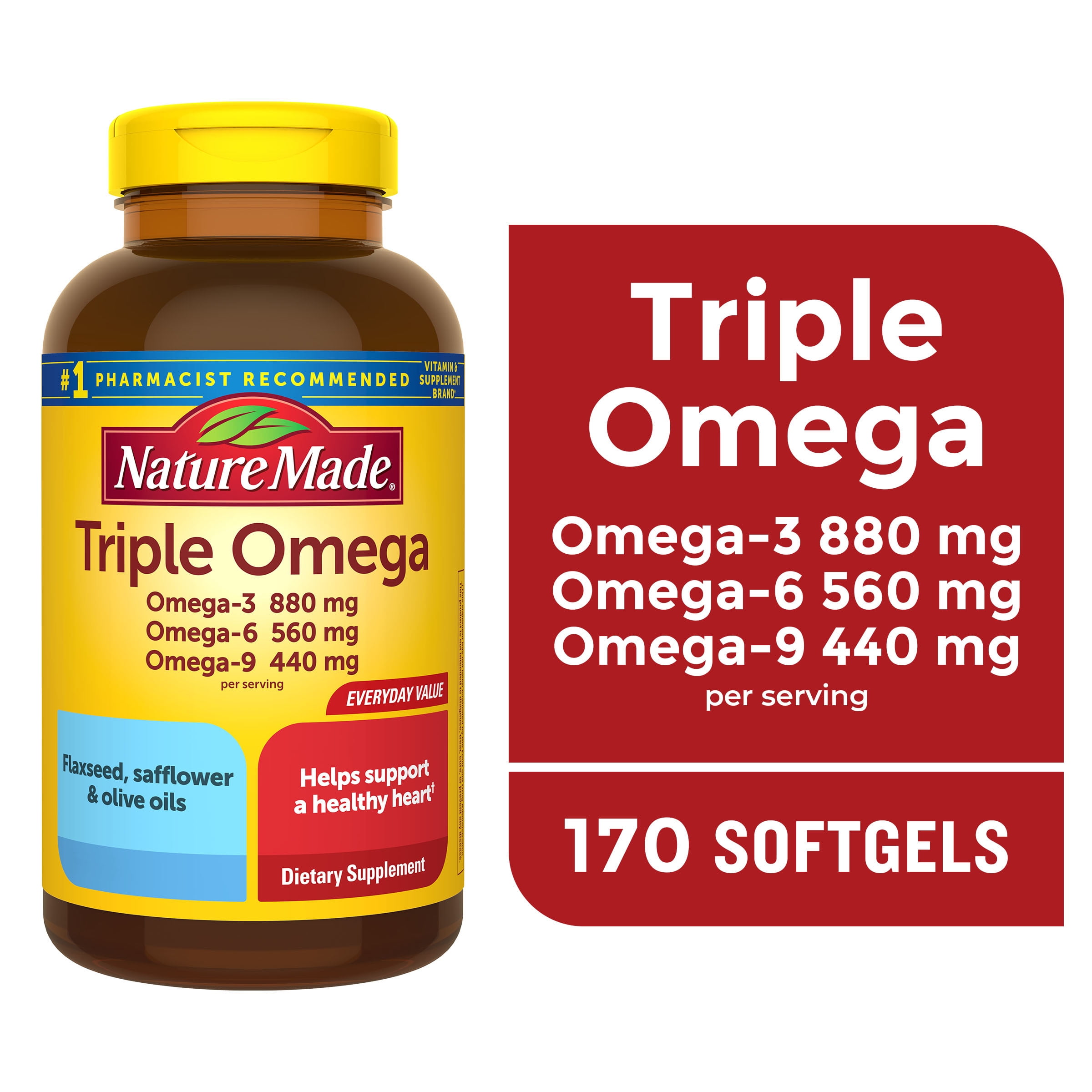 Nature Made Triple Omega 369 Softgels Dietary Supplement 170 Count for Optimal Health