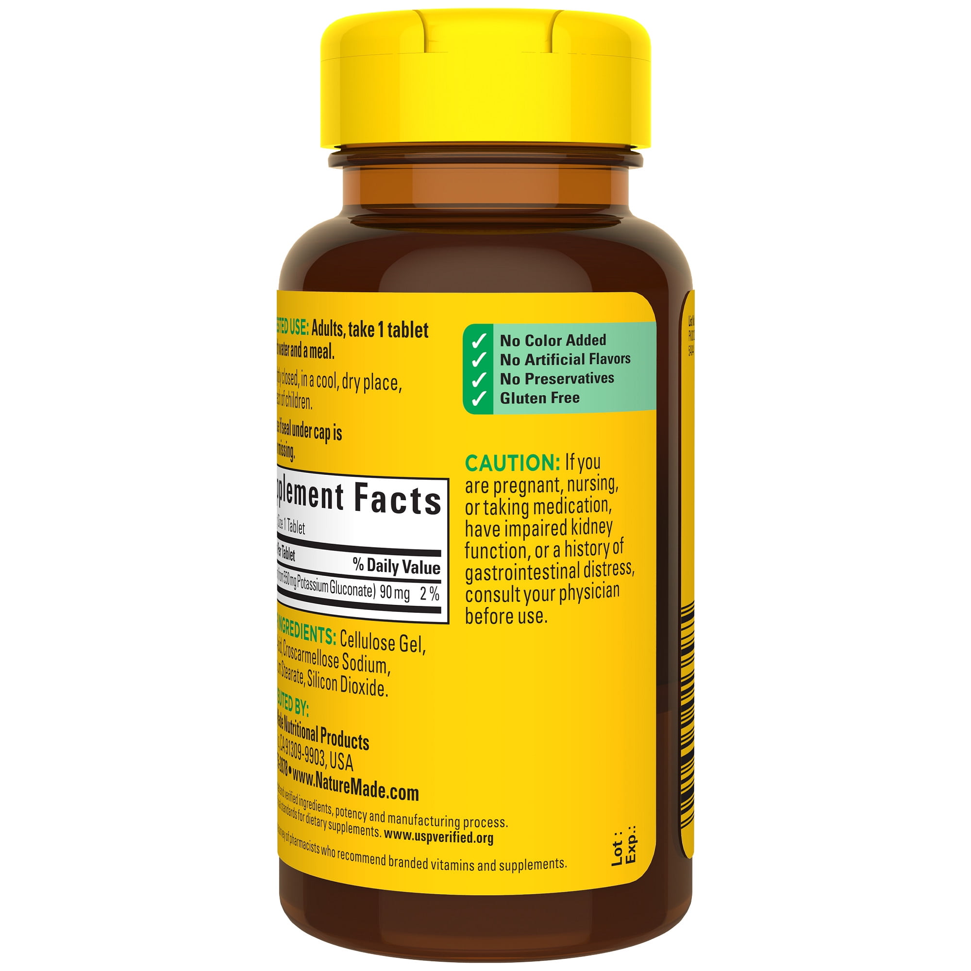 Nature Made Potassium Gluconate 550mg 100 Ct Tablets