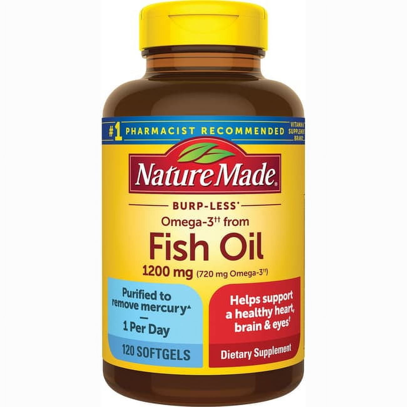 Nature Made Fish Oil 1200mg 120 ct Liquid Softgels Dietary Supplement